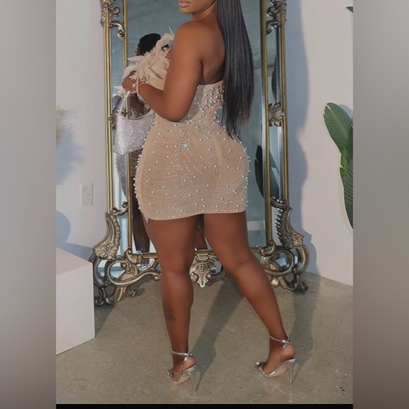 NWOT Rhinestone Mini Dress Mesh See Through Zip Up Sleeveless Backless Dress - Picture 2 of 14